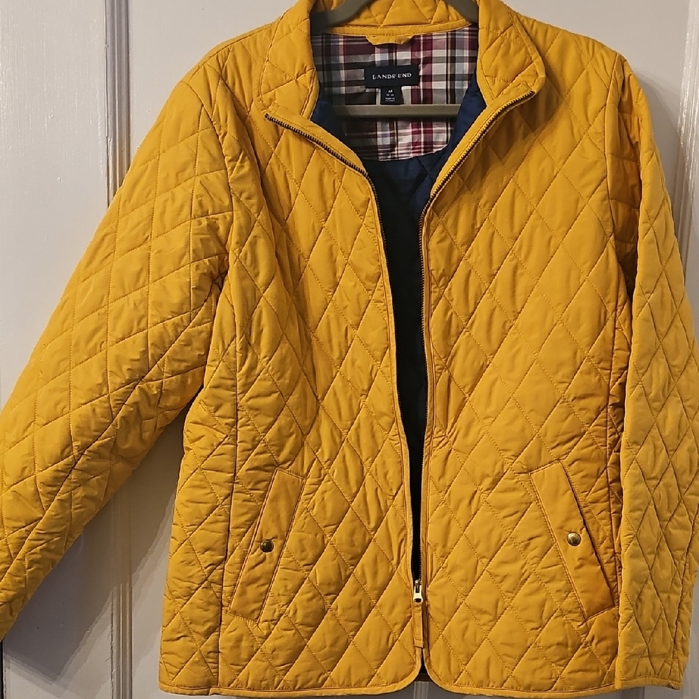 Lands' End Yellow Quilted Utility Jacket